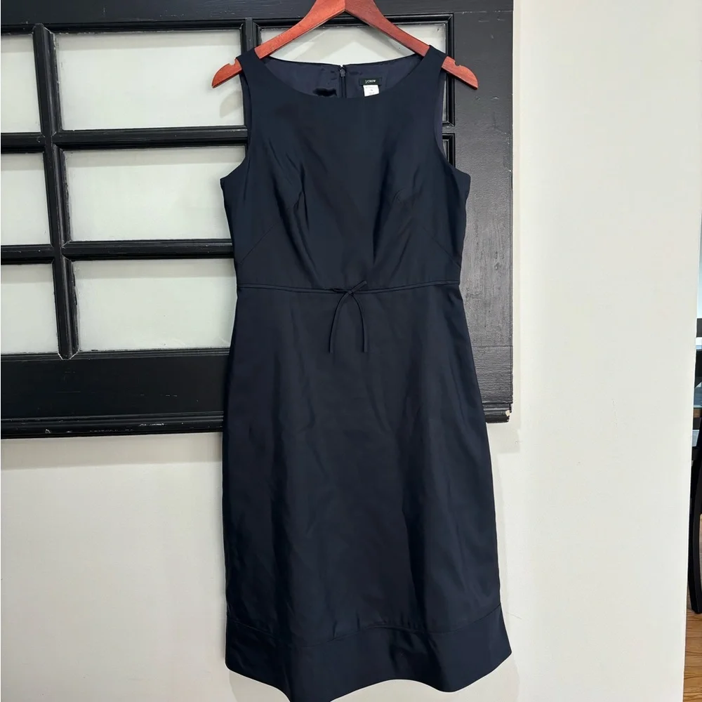 J.Crew 100% Silk Dress Contemporary Dark Navy Vintage Career Event Size 8 Tall